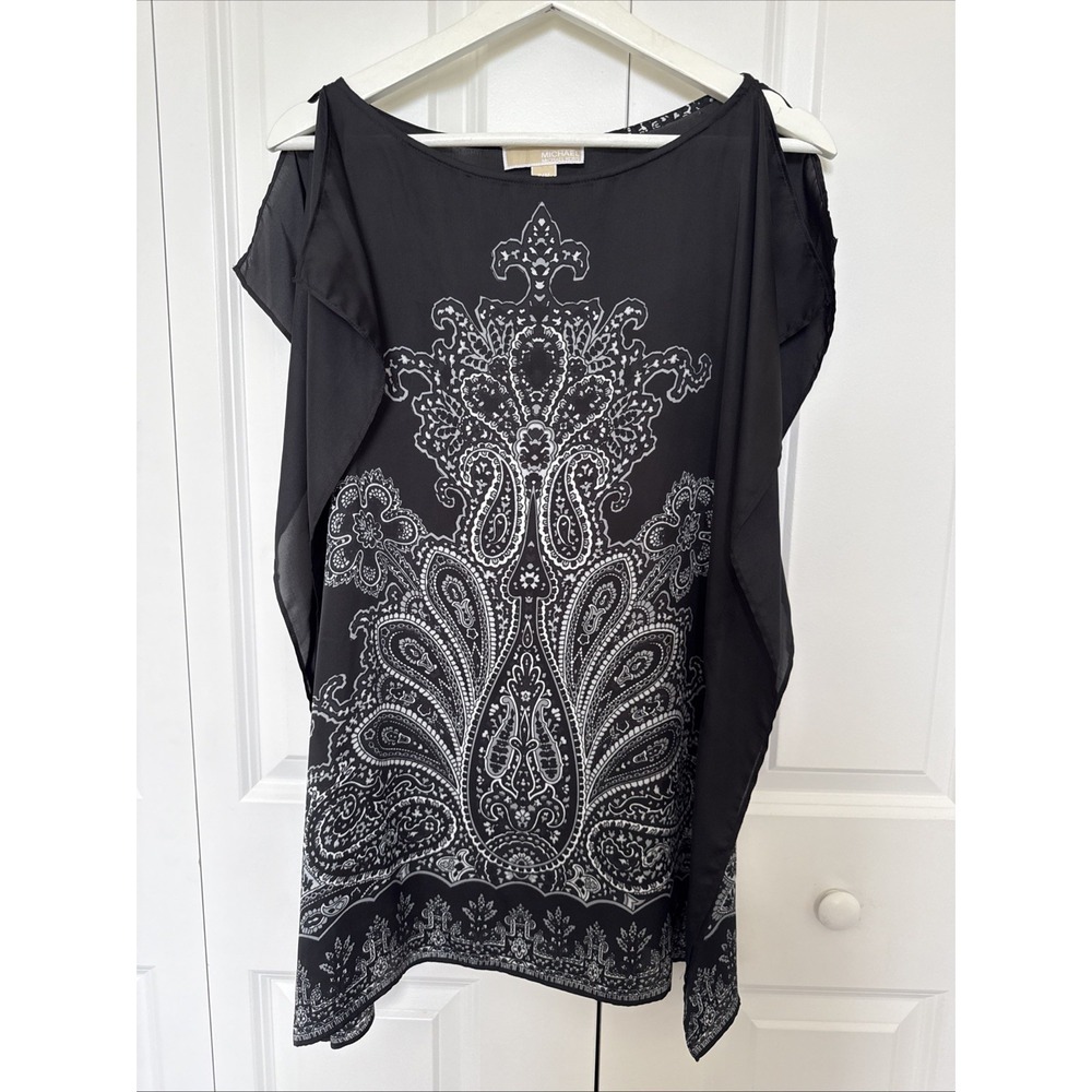Michael Kors Tunic Bandana Top Black Sizeโ S/M Tunic Flowy Paisley